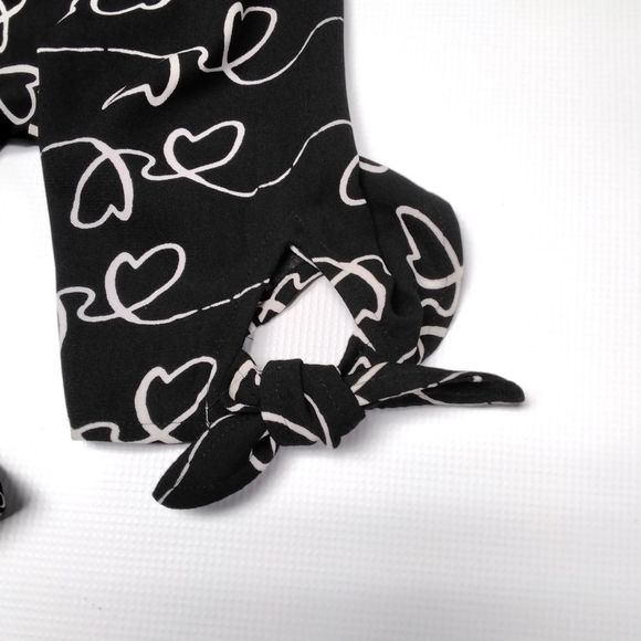 Apt 9 Blouse Black White Heart Swirl Button Down Sz S Coquette Feminine Whimsy - Picture 7 of 12